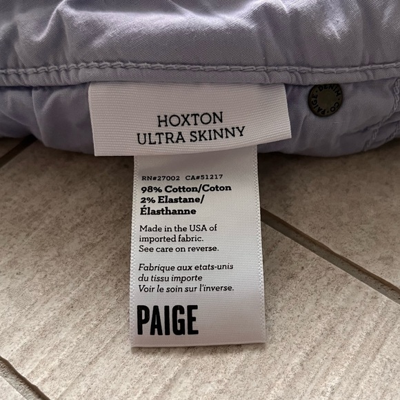 PAIGE Hoxton High Rise Light Violet Stretch Skinny Jeans Women Size 25 - Picture 9 of 10